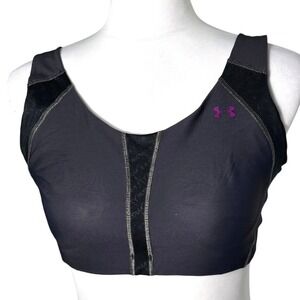 UNDER ARMOUR Womens 34DD Black Purple HeatGear Armour Bra High Impact Sports Bra